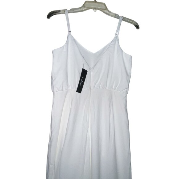 Lulus Flawless Pose White V-Neck Sleeveless Wide-Leg Jumpsuit Sz Small Womens Wh - Picture 10 of 11